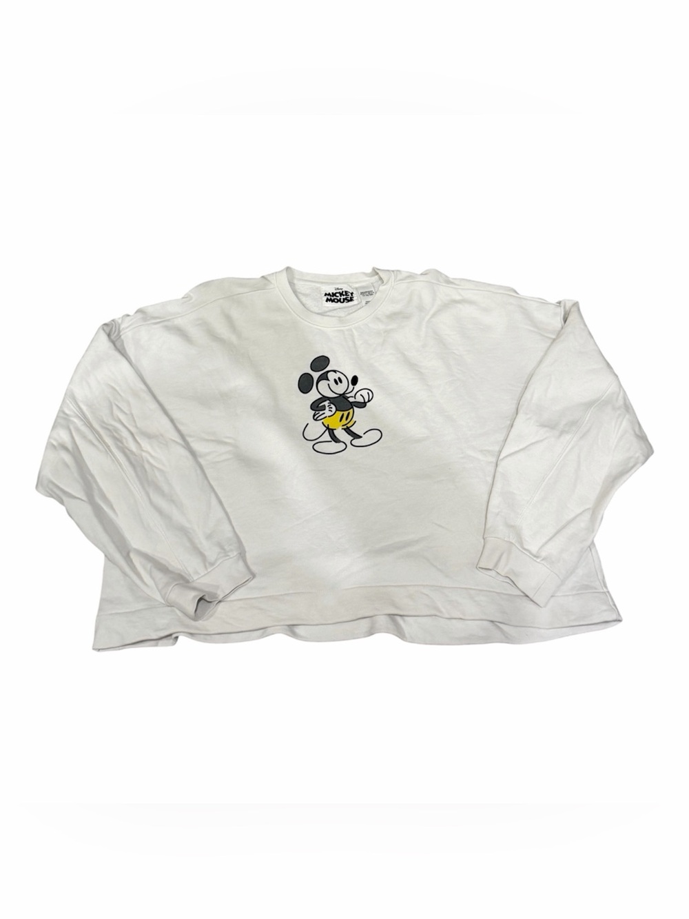 Disney Parks Mickey Mouse White Cropped Oversized Crewneck Sweatshirt Women’s XL